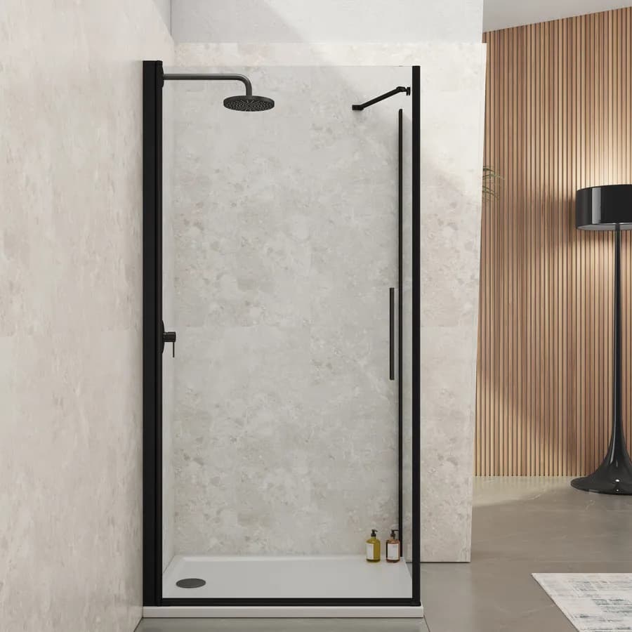 Box doccia 60x100 cm battente in vetro temperato trasparente con profilo nero 195h - Nilo