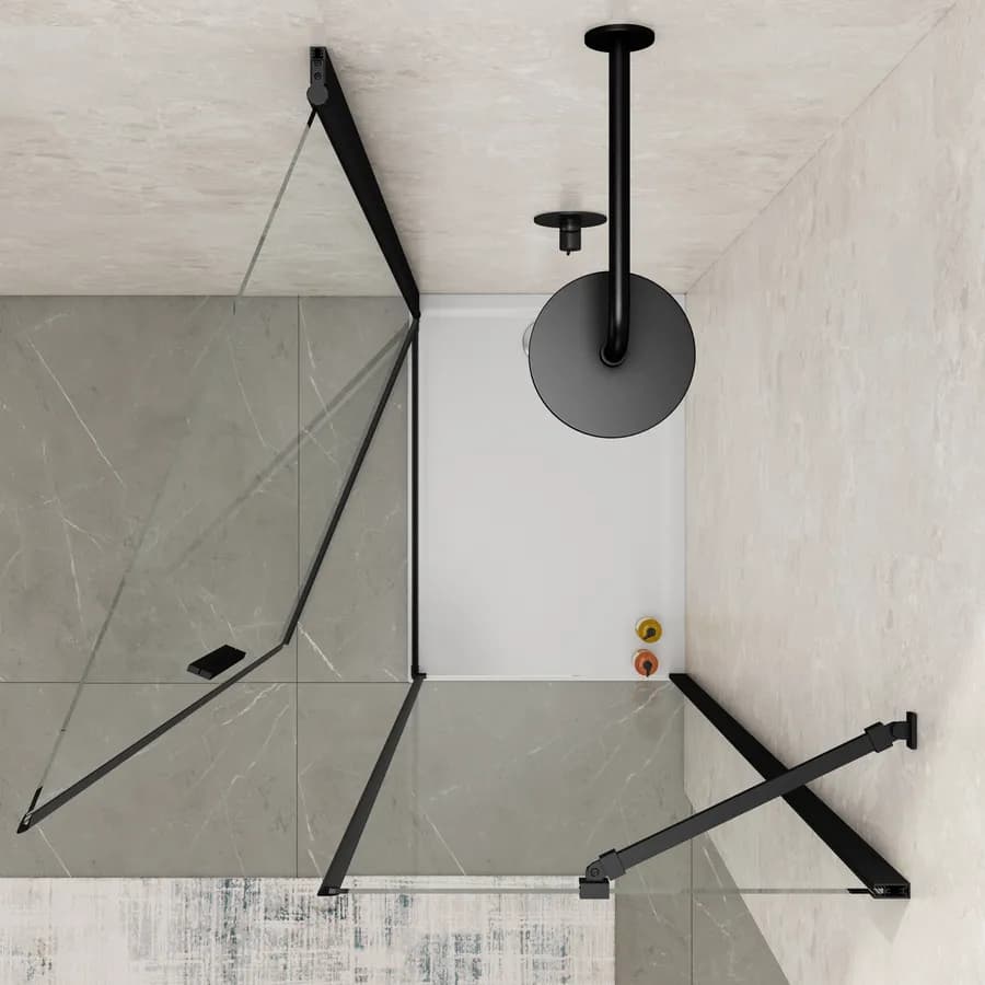 Box doccia 60x100 cm battente in vetro temperato trasparente con profilo nero 195h - Nilo