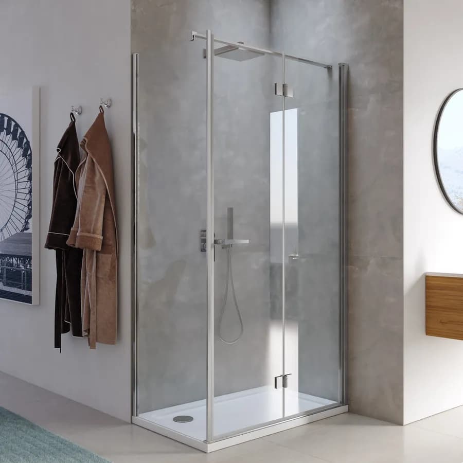 Box doccia 65x100 cm a soffietto vetro anticalcare trasparente profilo cromo 195h - Flexy