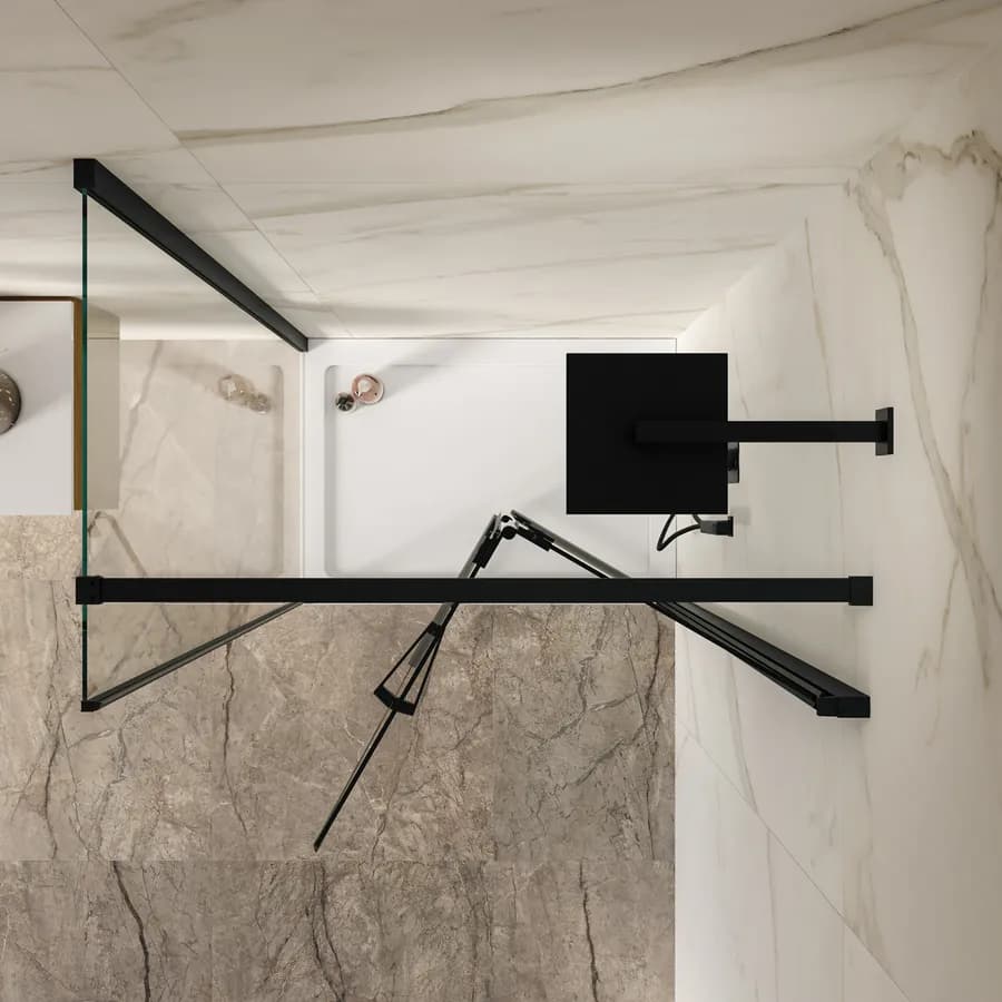 Box doccia 65x100 cm a soffietto vetro anticalcare trasparente e profilo nero opaco 195h - Flexy