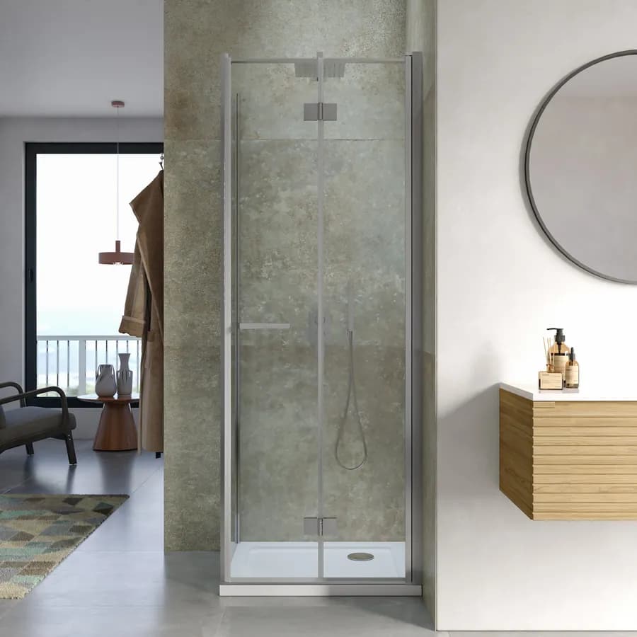 Box doccia 65x70 cm a soffietto vetro anticalcare trasparente profilo cromo 195h - Flexy