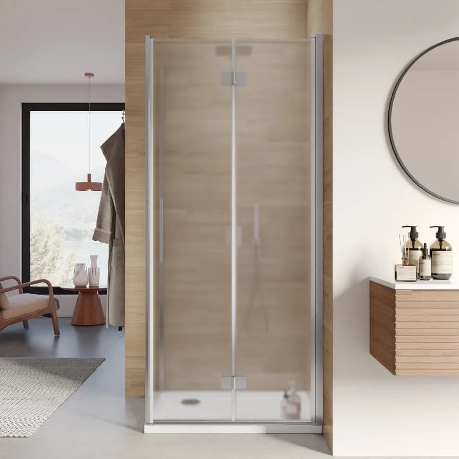 Box doccia 65x90 cm a soffietto vetro anticalcare opaco profilo cromo 195h - Flexy