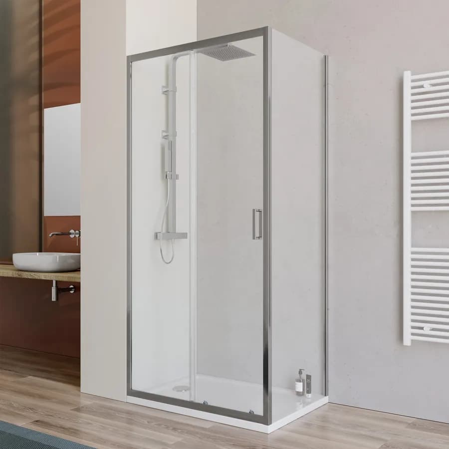 Box doccia 70x100 cm scorrevole con vetro trasparente e profilo cromo 200h - Skin