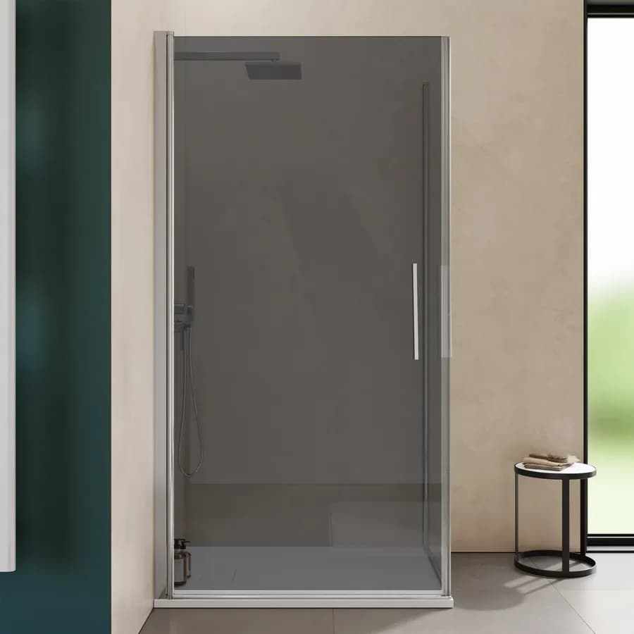 Box doccia 70x100 cm doppio battente con vetro temperato fumé e profilo cromo 195h - Nilo