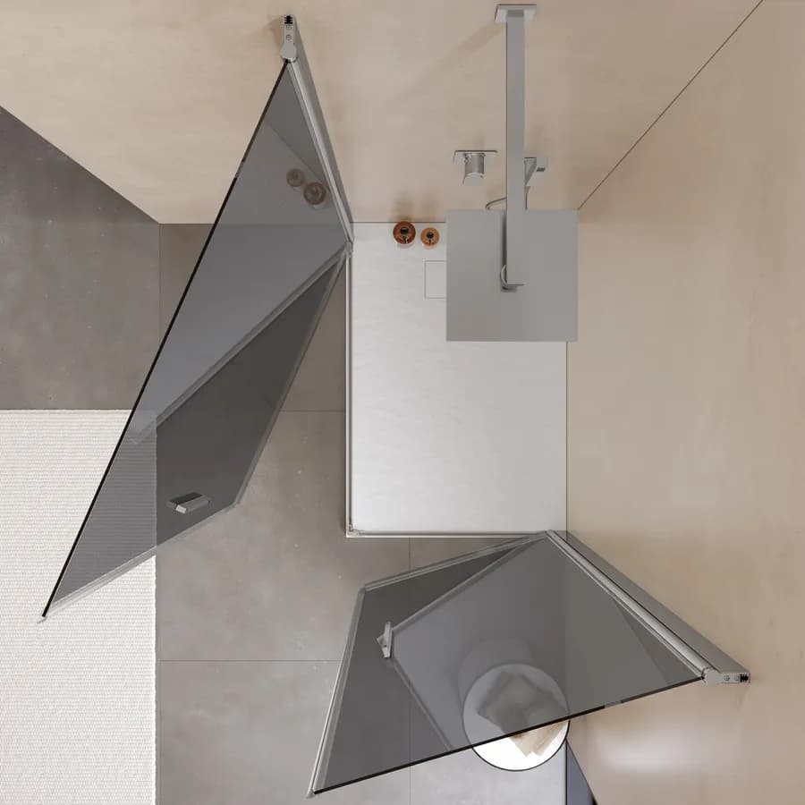 Box doccia 70x100 cm doppio battente con vetro temperato fumé e profilo cromo 195h - Nilo