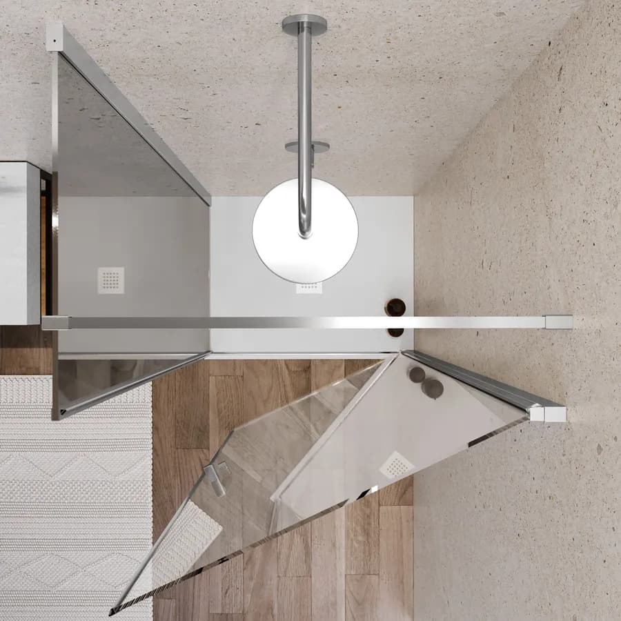 Box doccia 70X100 cm lato fisso specchiato con battente e profilo cromo 200h - Artego Duo