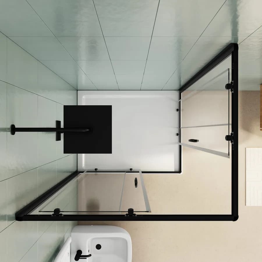 Box doccia 70X100 cm scorrevole con vetro trasparente e profilo nero opaco 185h - Lite
