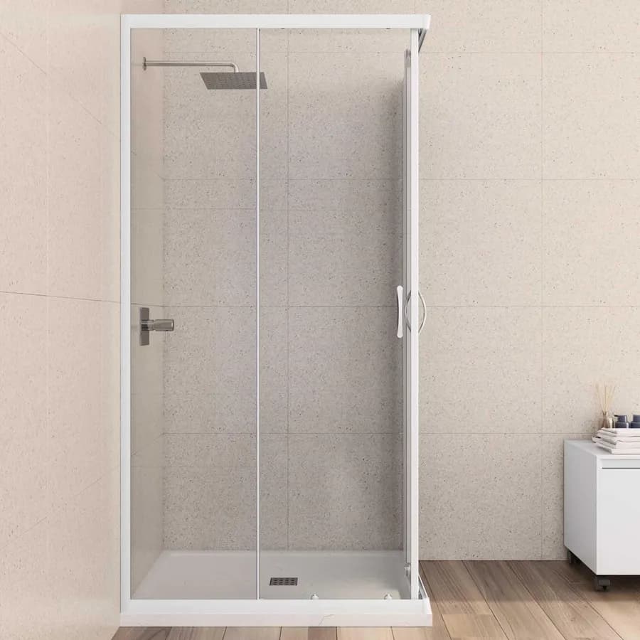 Box doccia 70X100 cm scorrevole con vetro trasparente e profilo bianco 185h - Lite