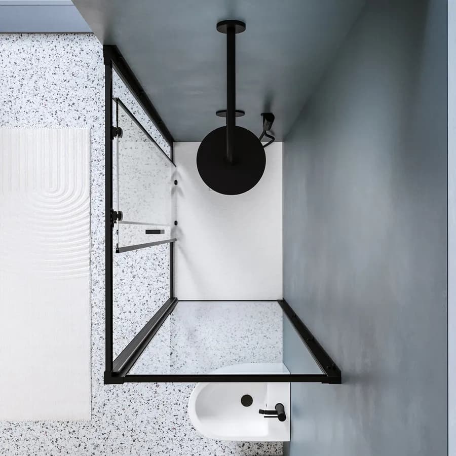 Box doccia 70x100 cm scorrevole in vetro temperato 6 mm trasparente 185h e profilo nero - Young