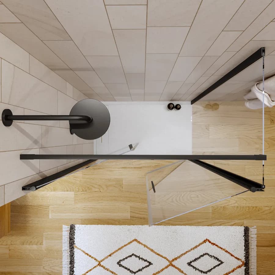 Box doccia 70x120 apertura saloon con vetro anticalcare trasparente e profilo nero 195h - Lost