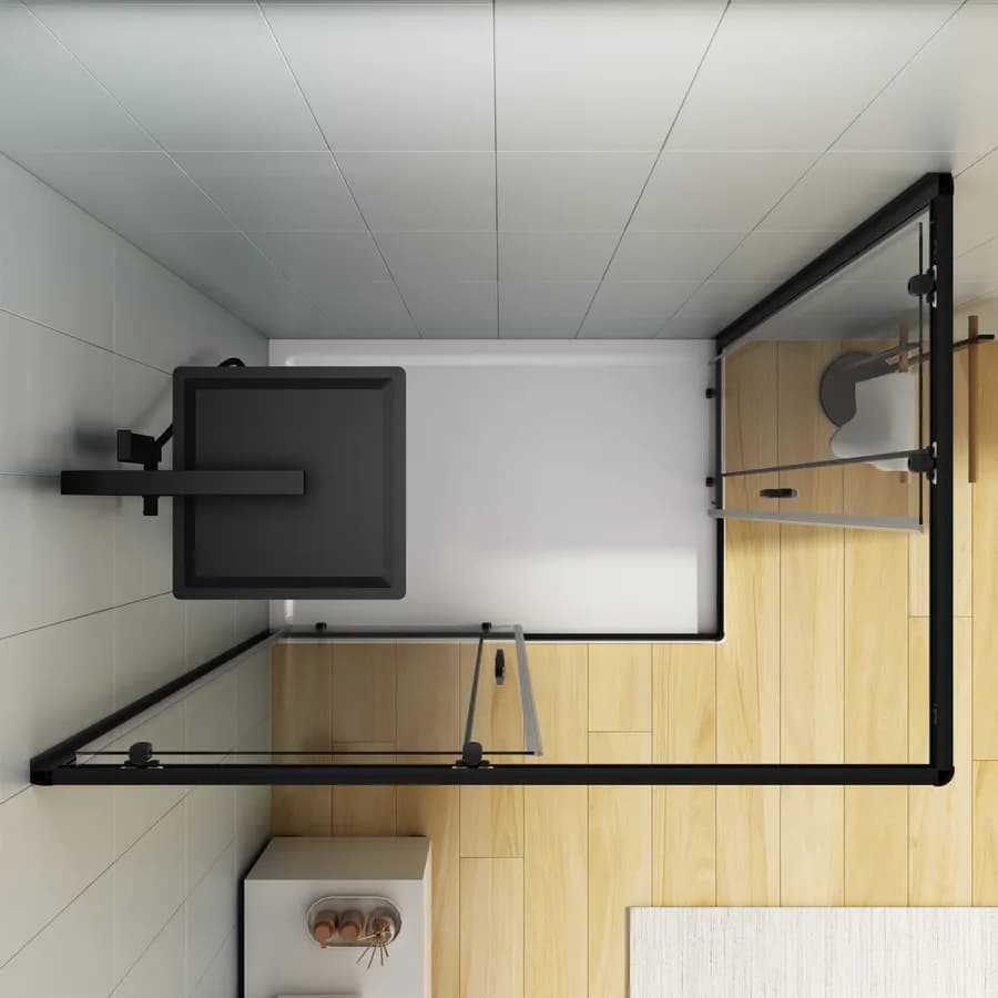 Box doccia 70X120 cm scorrevole con vetro trasparente e profilo nero opaco 185h - Lite