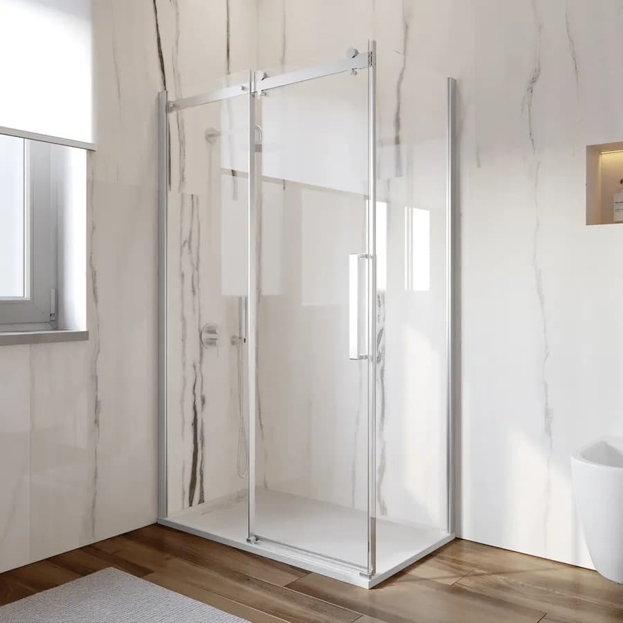 Box doccia 70x120 cm scorrevole in vetro anticalcare trasparente e profilo cromo 200h - Lucy