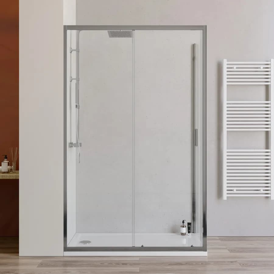 Box doccia 70x130 cm scorrevole con vetro trasparente e profilo cromo 200h - Skin