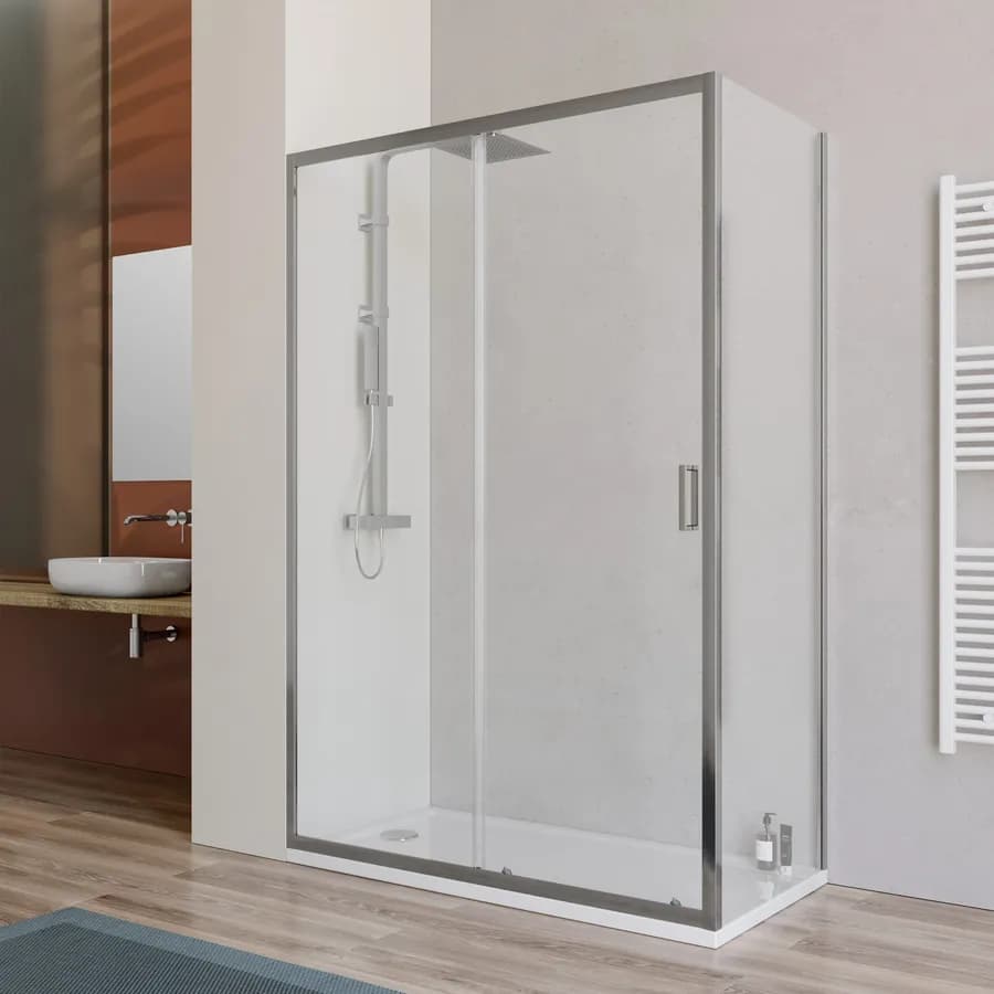 Box doccia 70x140 cm scorrevole con vetro trasparente e profilo cromo 200h - Skin