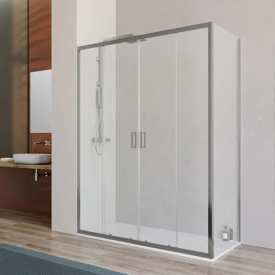 Box doccia 70x160 cm doppio scorrevole con vetro trasparente e profilo cromo 200h - Skin