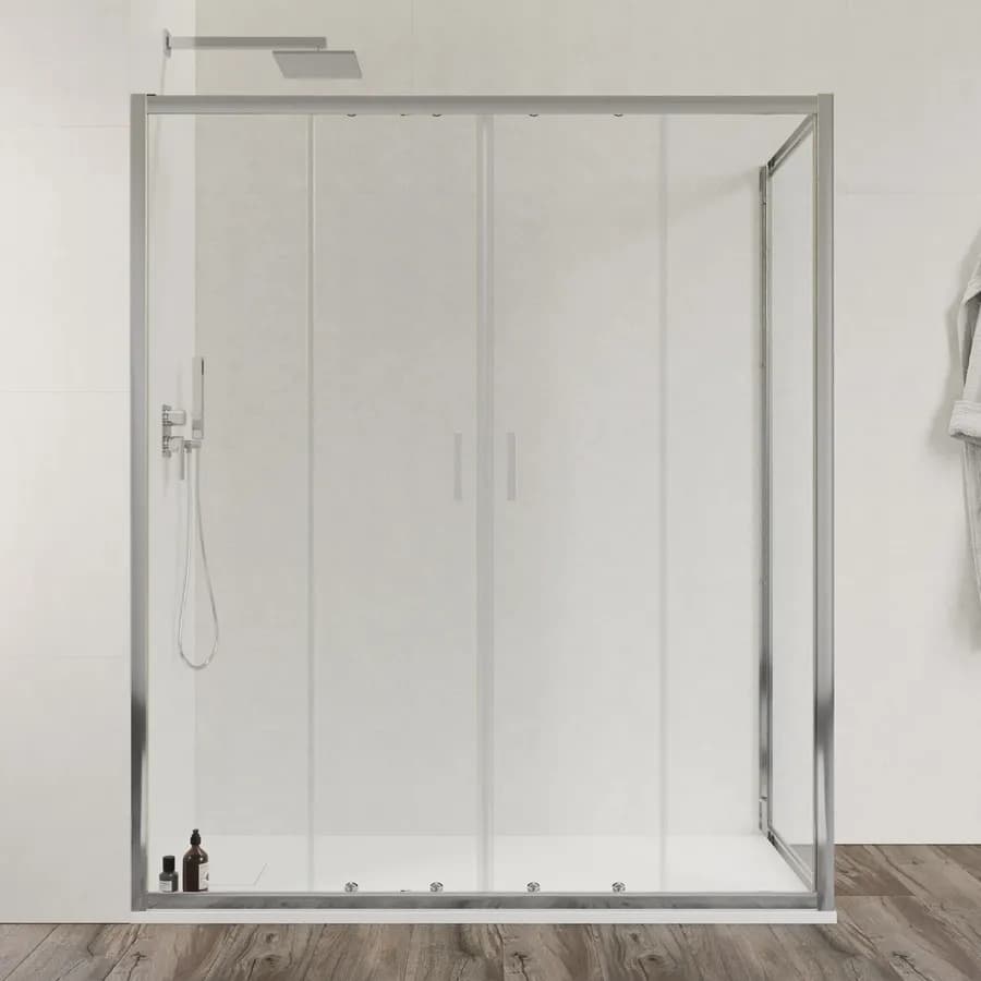 Box doccia 70x160 cm doppio scorrevole vetro temperato 6mm trasparente 185h - Young