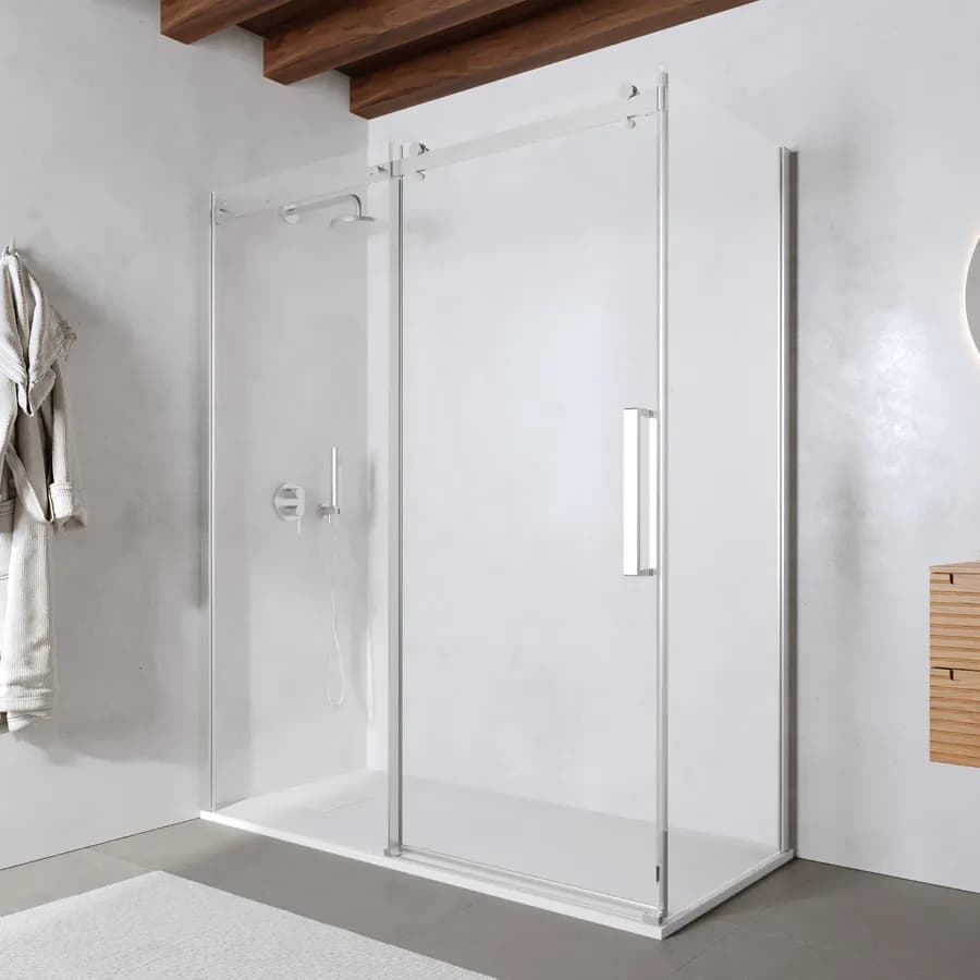 Box doccia 70x160 cm scorrevole in vetro anticalcare trasparente e profilo cromo 200h - Lucy