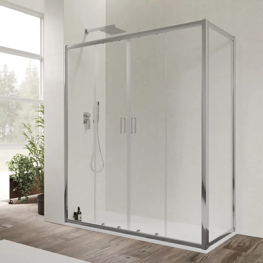 Box doccia 70x170 cm doppio scorrevole vetro temperato 6mm trasparente 185h - Young