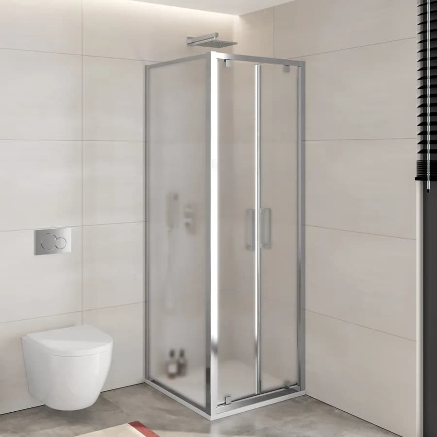 Box doccia 70x70 cm doppio battente vetro opaco profilo cromo 195h - Moritz