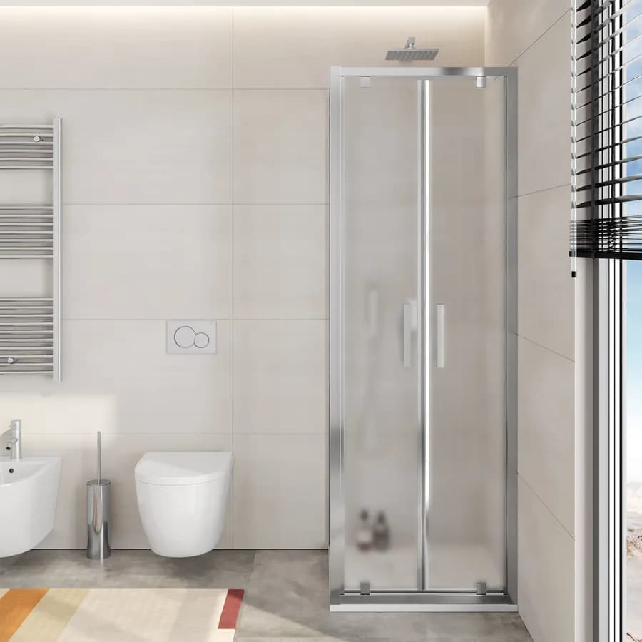 Box doccia 70x70 cm doppio battente vetro opaco profilo cromo 195h - Moritz