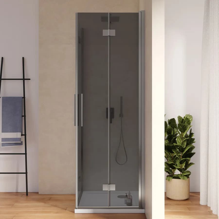 Box doccia 70x75 cm doppio soffietto vetro anticalcare fumè e profilo cromo 195h - Flexy