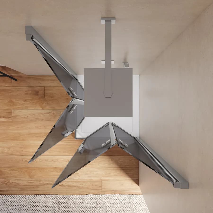 Box doccia 70x75 cm doppio soffietto vetro anticalcare fumè e profilo cromo 195h - Flexy
