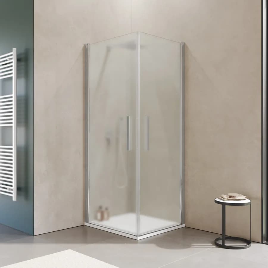 Box doccia 70x80 cm doppio battente con vetro temperato opaco e profilo cromo 195h - Nilo