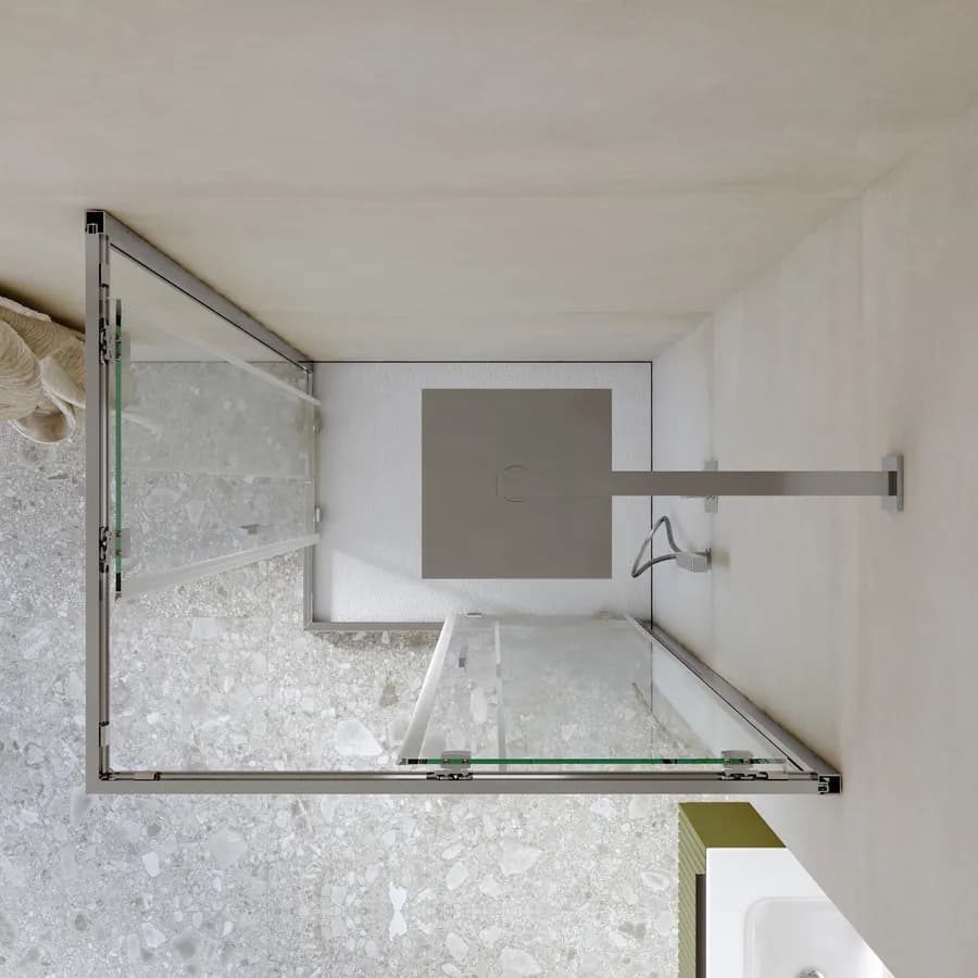 Box doccia 70x90 cm angolare scorrevole con vetro slim trasparente e profilo cromo 195h - Glide