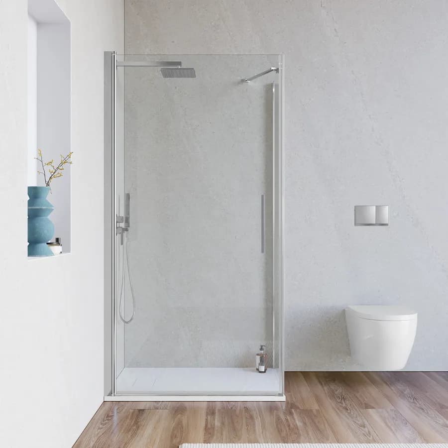 Box doccia 70x90 cm battente 90 cm con vetro temperato trasparente e profilo cromo 195h - Nilo