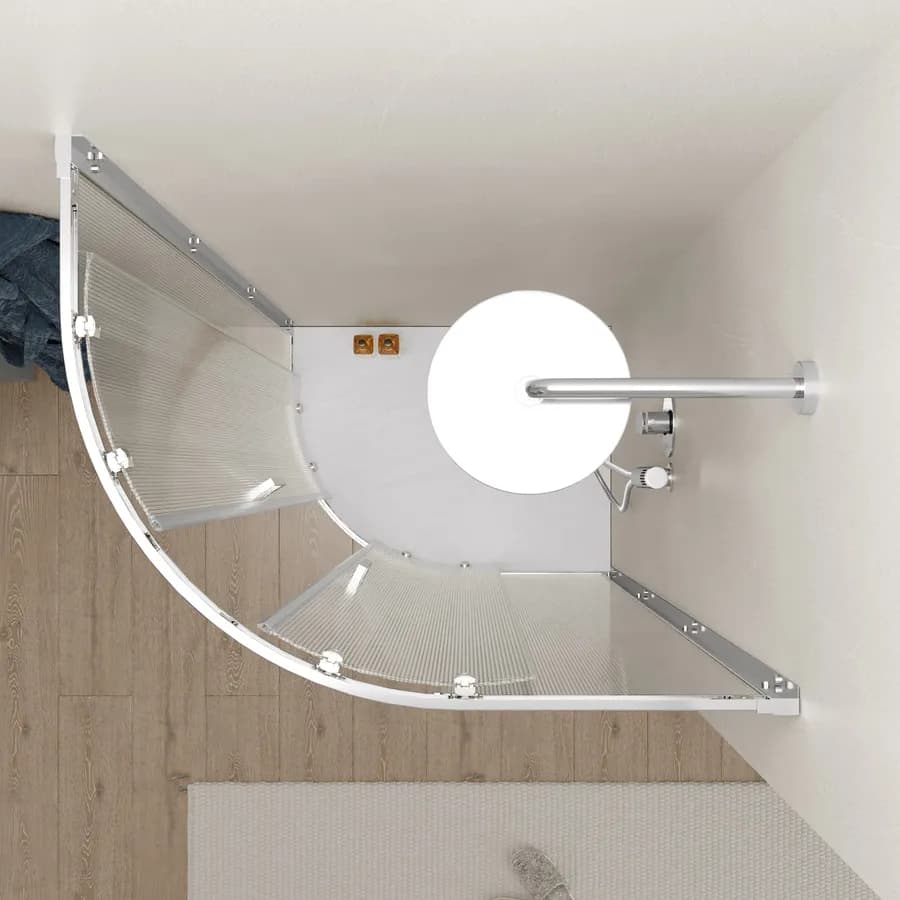 Box doccia 70x90 cm semicircolare in vetro temperato stampato telaio cromo 200h - Sky