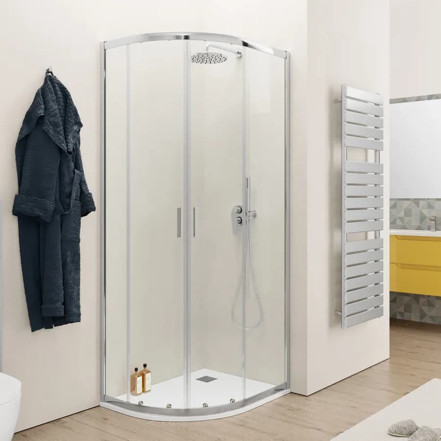 Box doccia 70x90 cm semicircolare in vetro temperato trasparente telaio cromo 200h - Sky