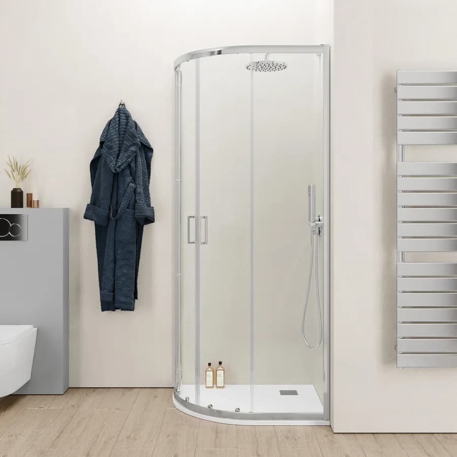 Box doccia 70x90 cm semicircolare in vetro temperato trasparente telaio cromo 200h - Sky