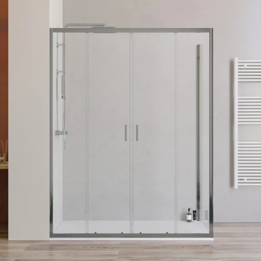 Box doccia 75x150 cm doppio scorrevole con vetro trasparente e profilo cromo 200h - Skin