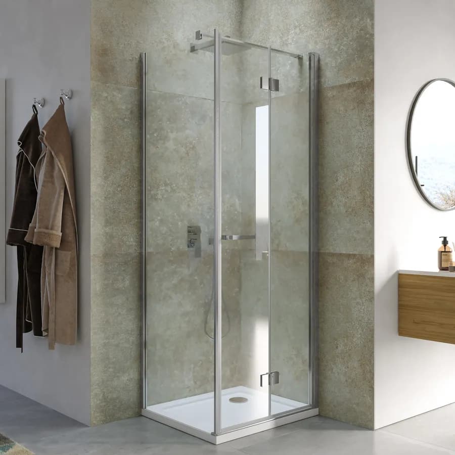Box doccia 65x75 cm a soffietto vetro anticalcare trasparente profilo cromo 195h - Flexy