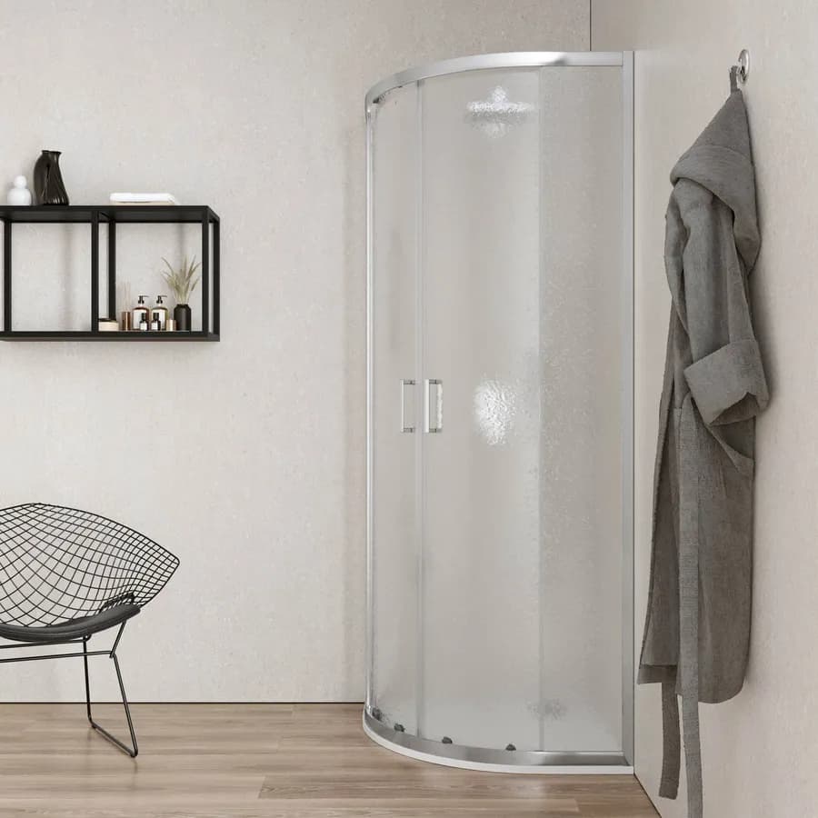 Box doccia semicircolare 75x75 cm scorrevole con vetro stampato e profilo cromo 200h - Skin
