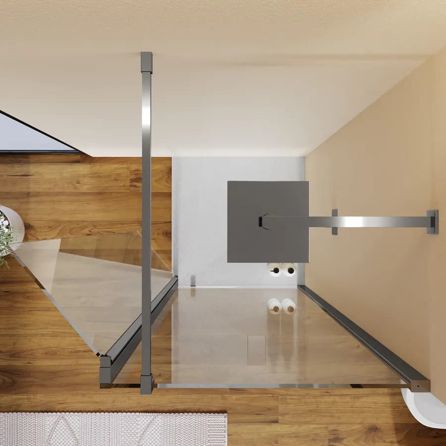 Box doccia walk-in 80 cm con anta girevole 45 cm vetro anticalcare trasparente e profilo cromo 200h - Keep