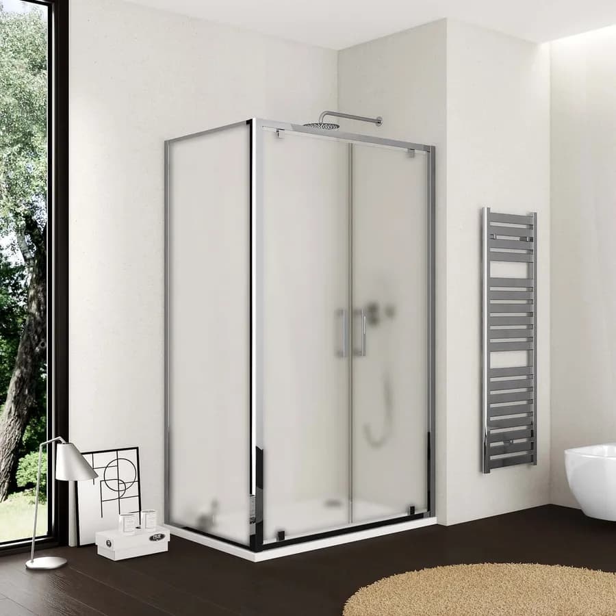 Box doccia 80x100 cm doppio battente vetro opaco profilo cromo 195h - Moritz