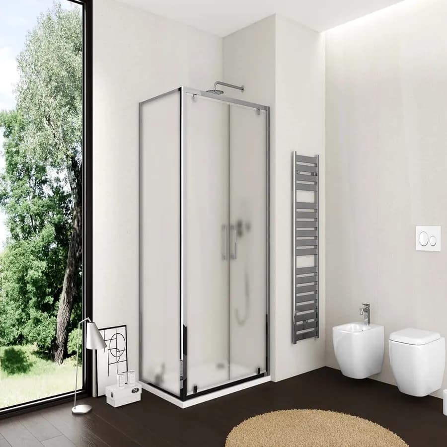 Box doccia 80x100 cm doppio battente vetro opaco profilo cromo 195h - Moritz