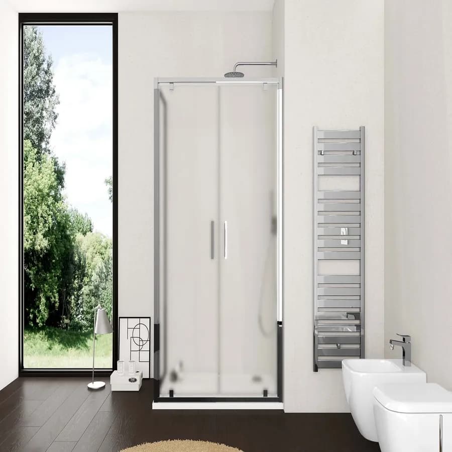 Box doccia 80x100 cm doppio battente vetro opaco profilo cromo 195h - Moritz