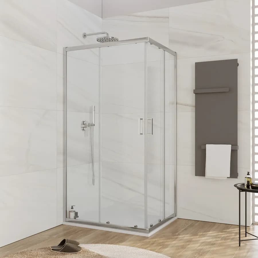 Box doccia 80x100 cm doppio scorrevole vetro temperato 6mm trasparente 185h - Young
