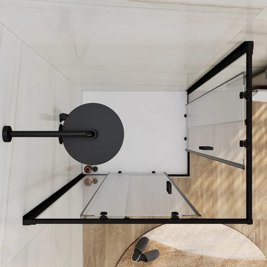 Box doccia 80x100 cm in vetro temperato 6 mm trasparente 185h con profilo nero - Young