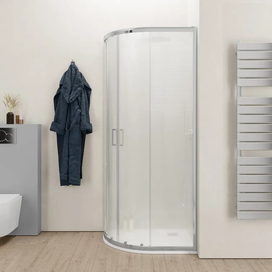 Box doccia 80x100 cm semicircolare in vetro temperato stampato telaio cromo 200h - Sky