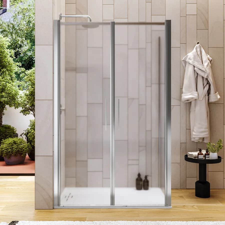 Box doccia 80x120 apertura saloon con vetro anticalcare opaco e profilo cromo 195h - Lost