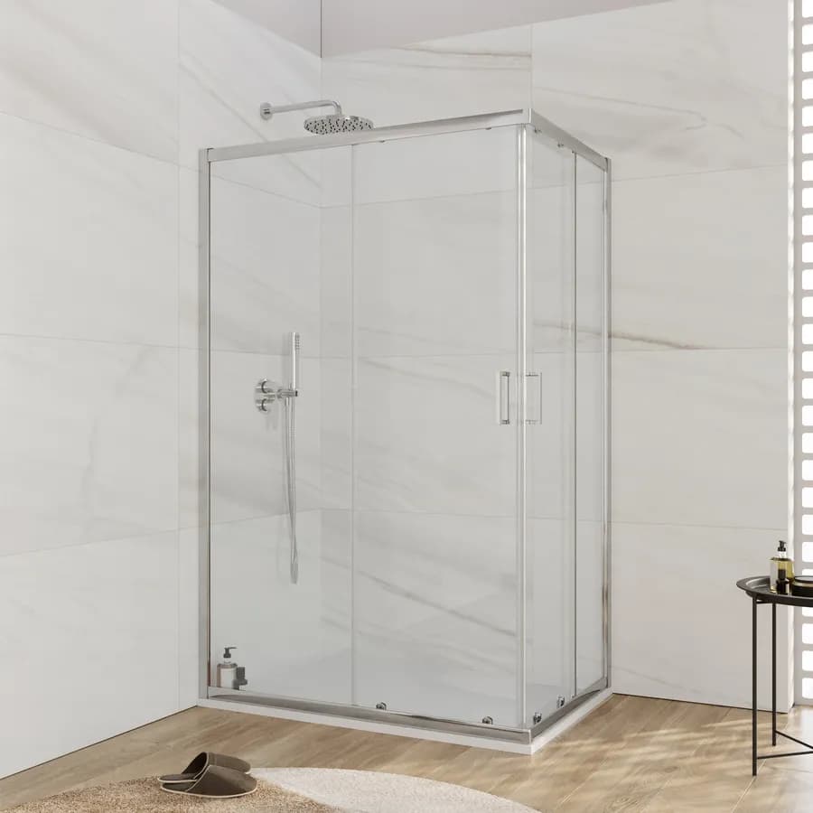Box doccia 80x120 cm doppio scorrevole vetro temperato 6mm trasparente 185h - Young