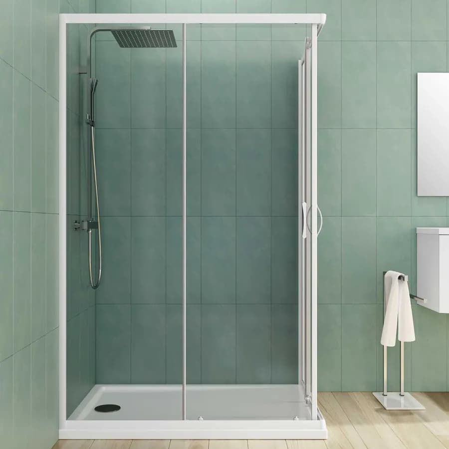 Box doccia 80X120 cm scorrevole con vetro trasparente e profilo bianco 185h - Lite