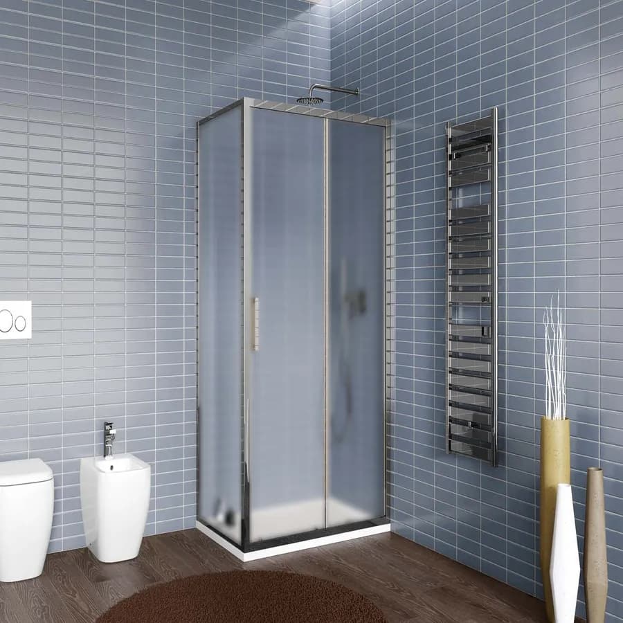 Box doccia 80x140 cm porta scorrevole vetro opaco profilo cromo 195h - Moritz