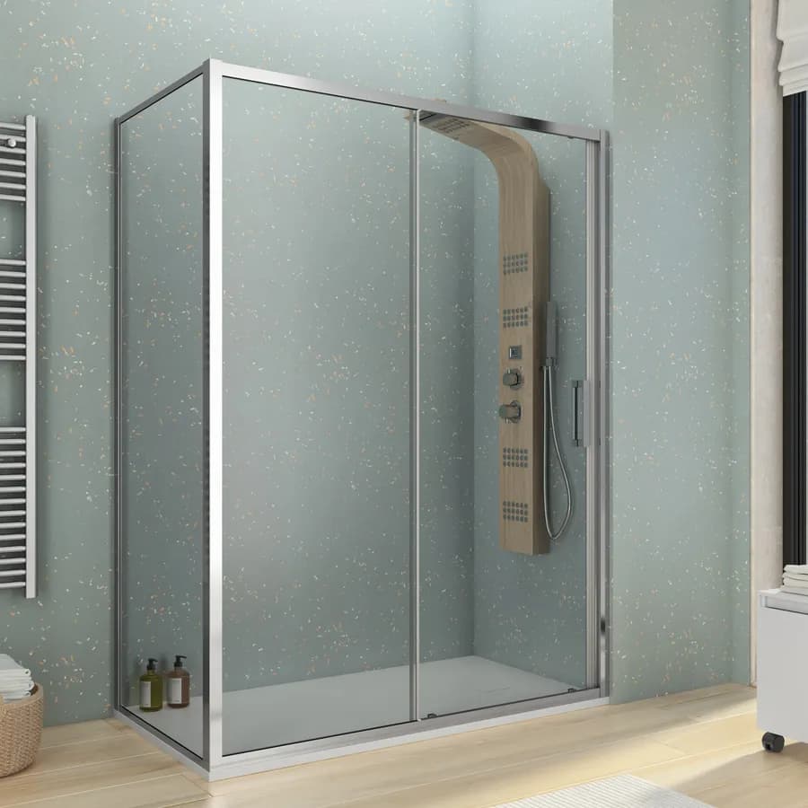 Box doccia 80x150 cm scorrevole vetro trasparente anticalcare profilo cromo 195h - Moritz