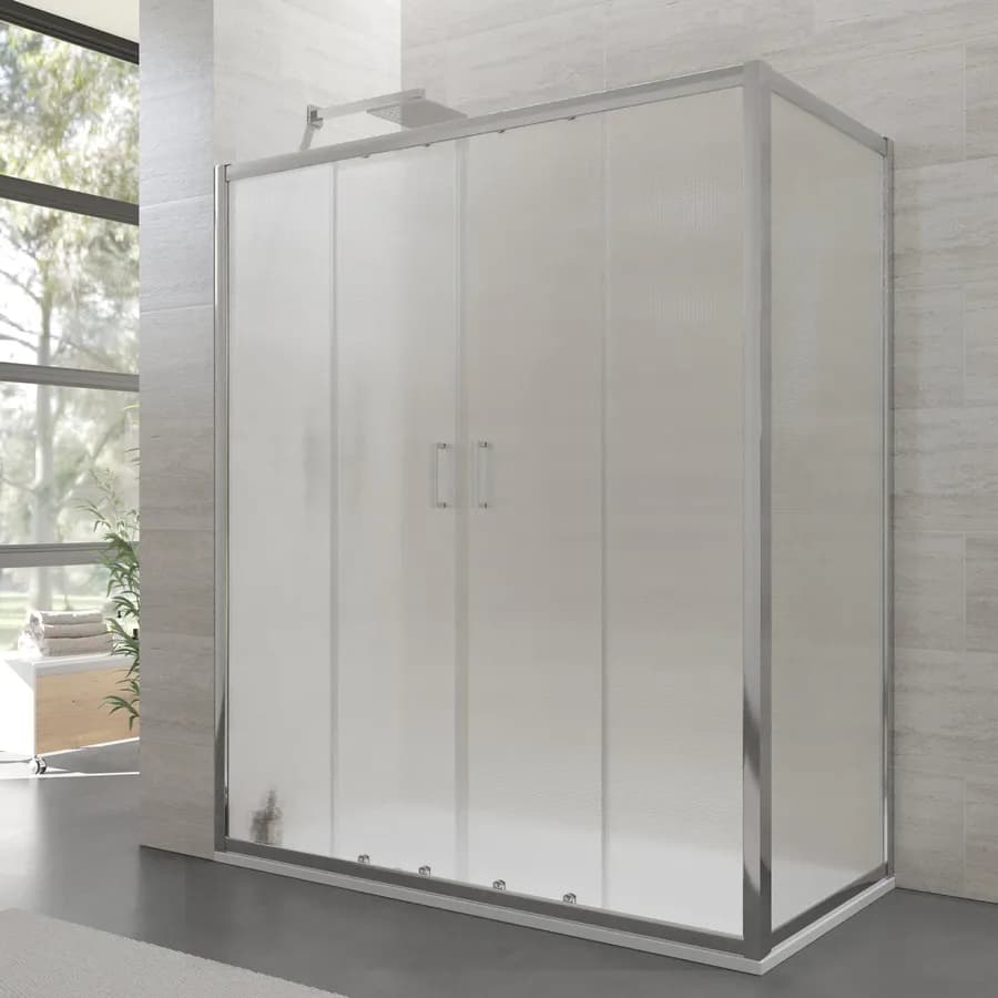 Box doccia 80x160 cm doppio scorrevole vetro temperato 6mm stampato 185h - Young
