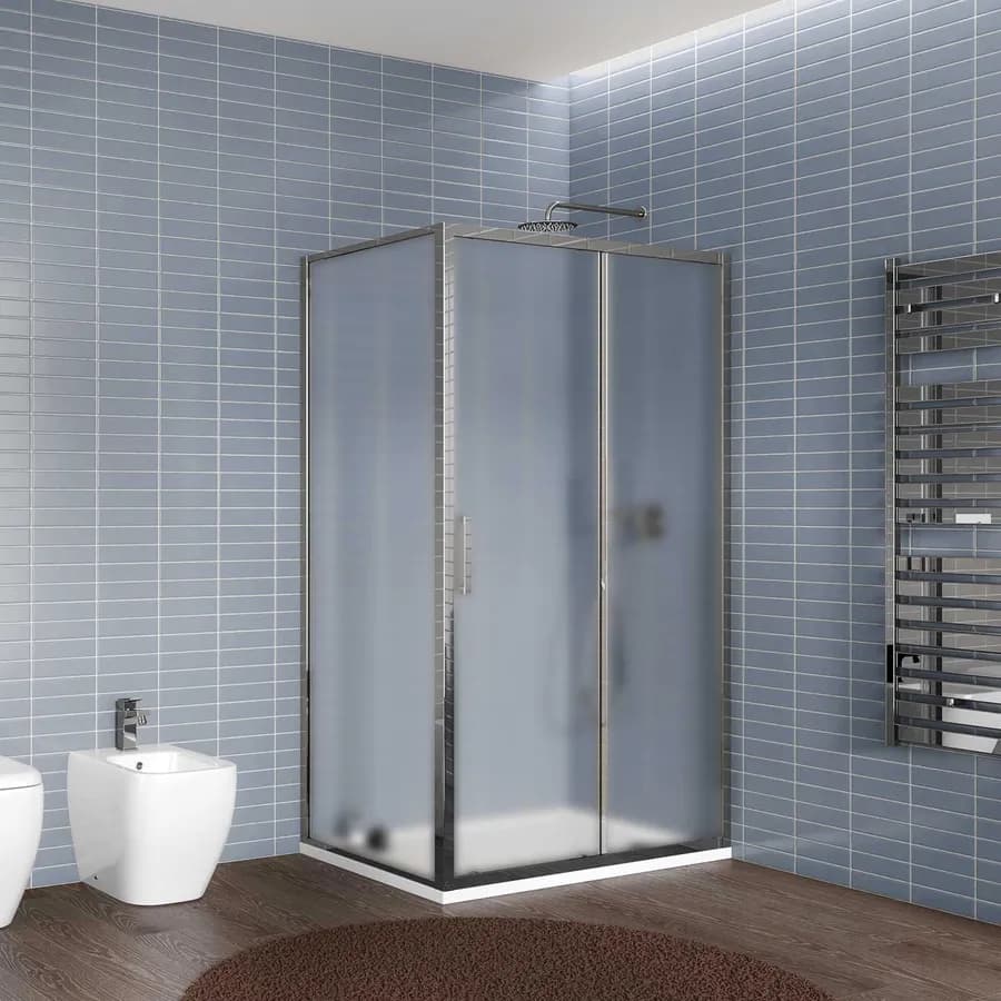 Box doccia 80x160 cm porta scorrevole vetro opaco profilo cromo 195h - Moritz