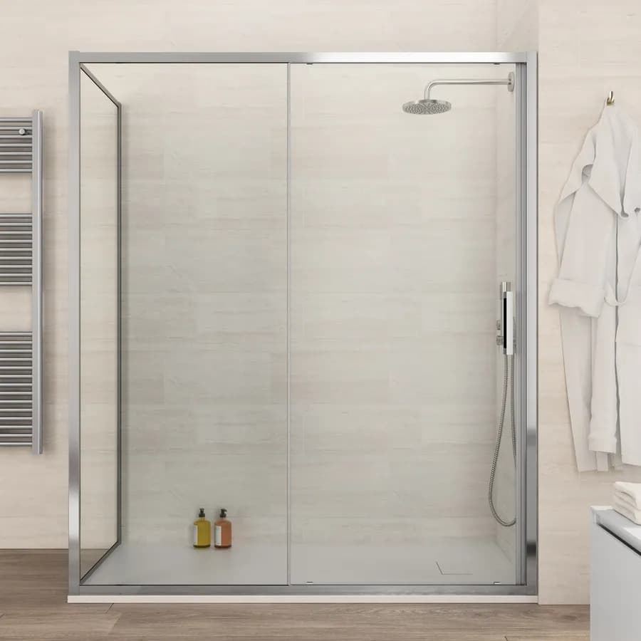 Box doccia 80x160 cm scorrevole vetro trasparente anticalcare profilo cromo 195h - Moritz